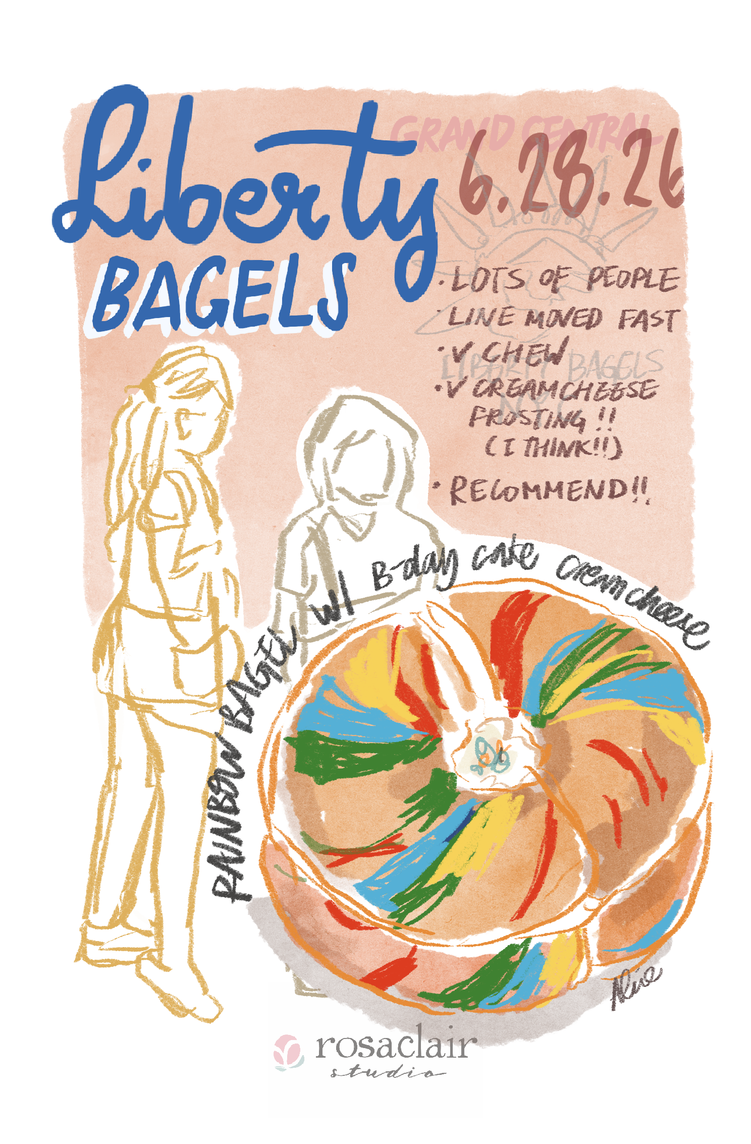 Liberty Rainbow Bagel urbansketch